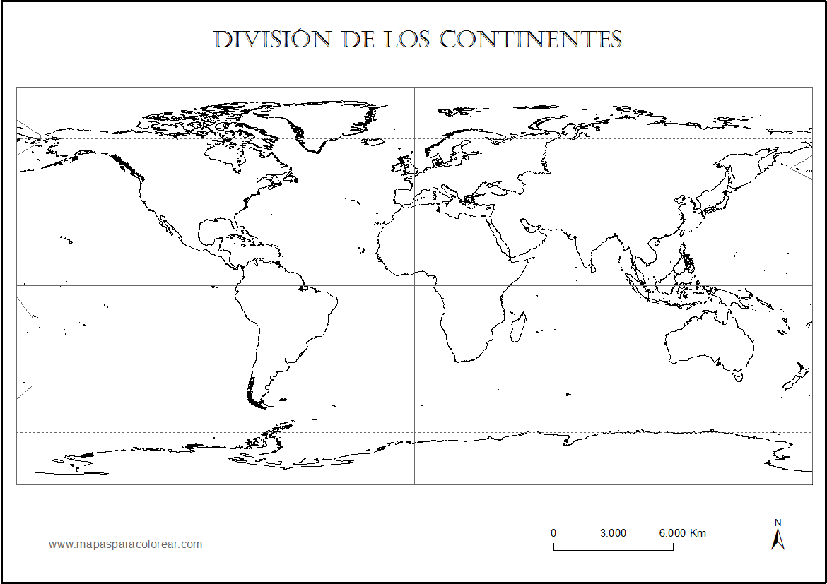 Mapa De Los Continentes Sin Nombres Para Colorear Y Para Imprimir Mundo