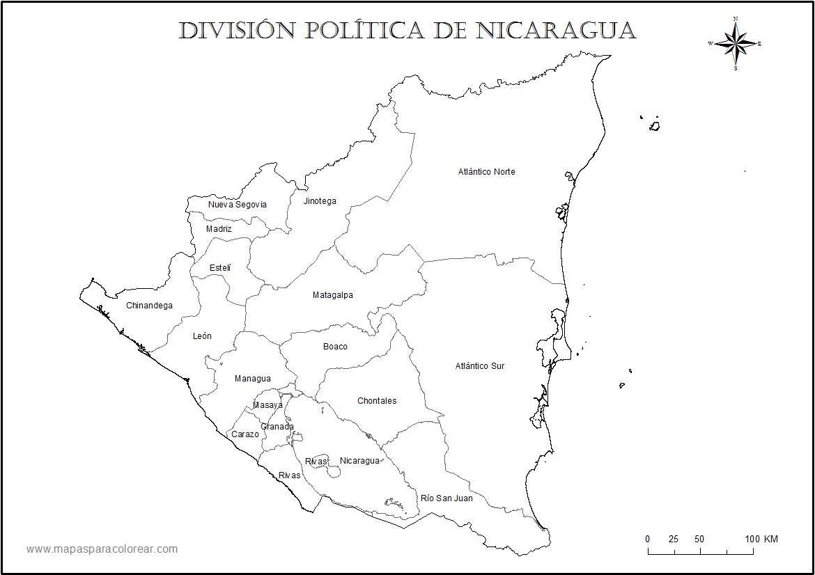 Mapas De Nicaragua Para Colorear