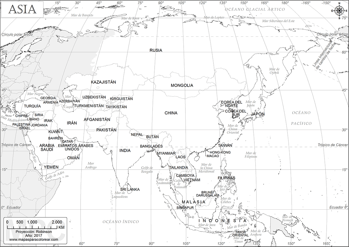 Mapa De Asia Con Nombres