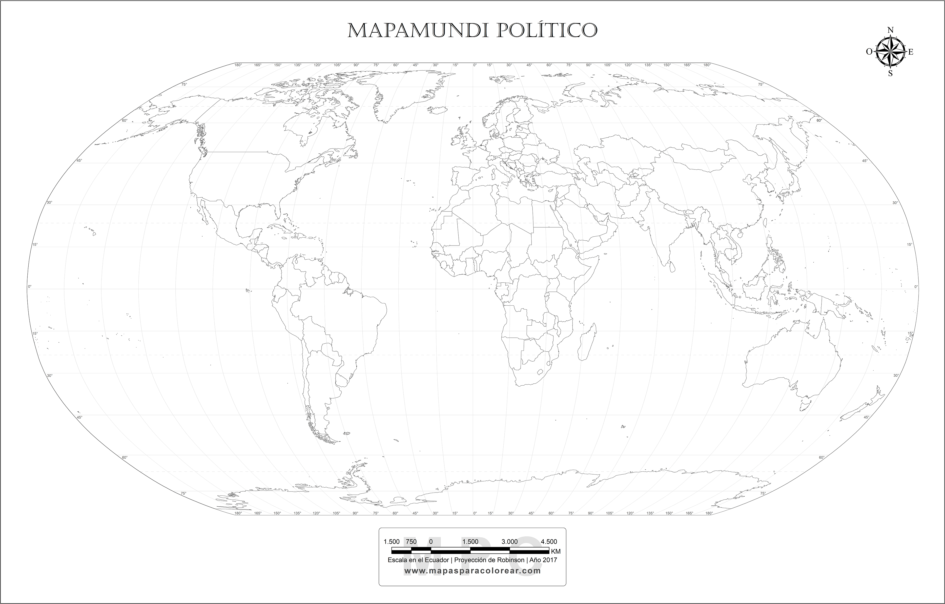 mapa mundi en blanco